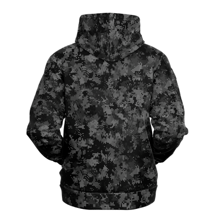 Black Camo Hoodie | Digital Monochrome Dark Gray Camouflage