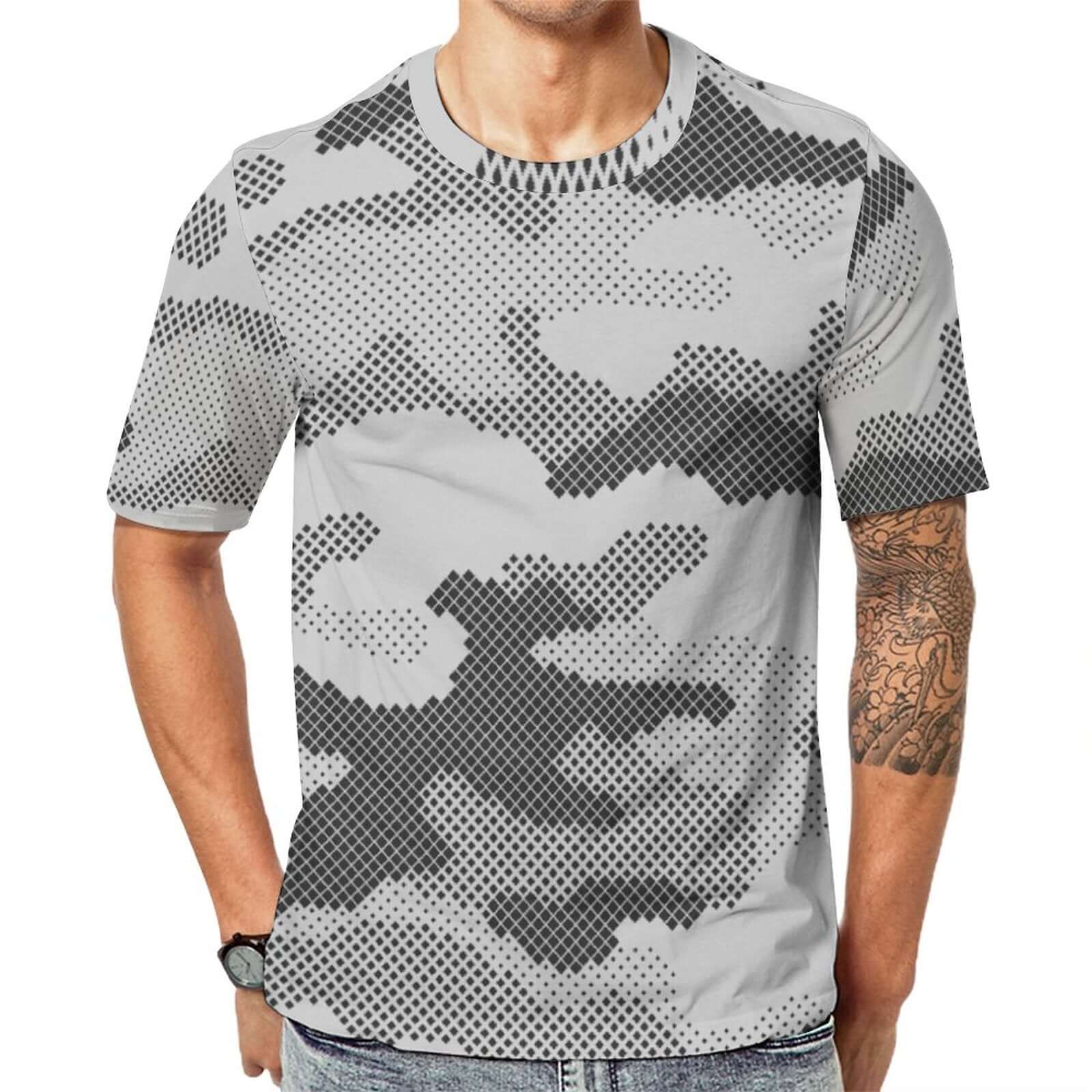 Camo Shirt | Black & White Dotted Camouflage T