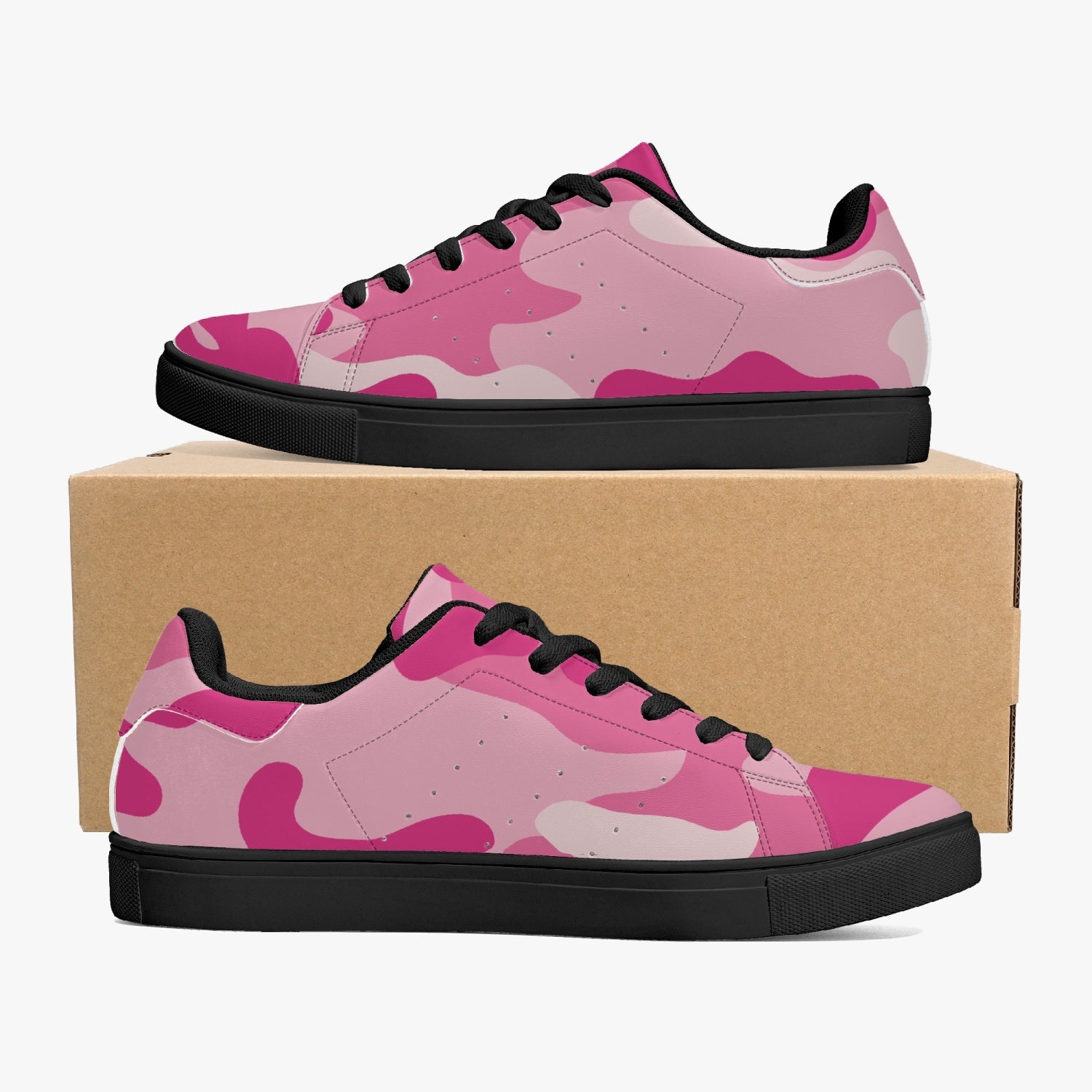 Camo Sneakers | Classic Low-Top Leather | Lavender Pink