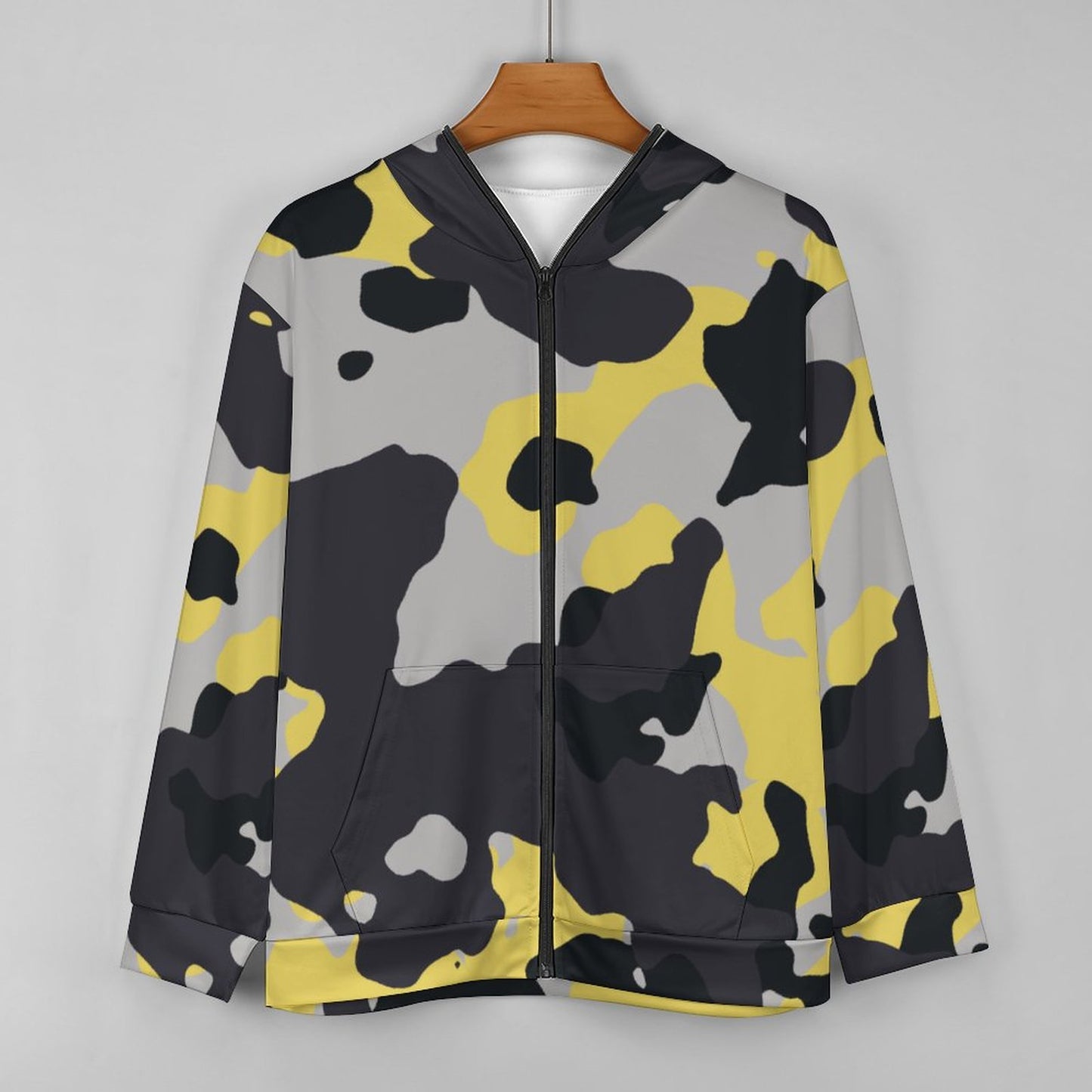 Zip Camo Hoodie | Yellow, Black & Silver Camouflage