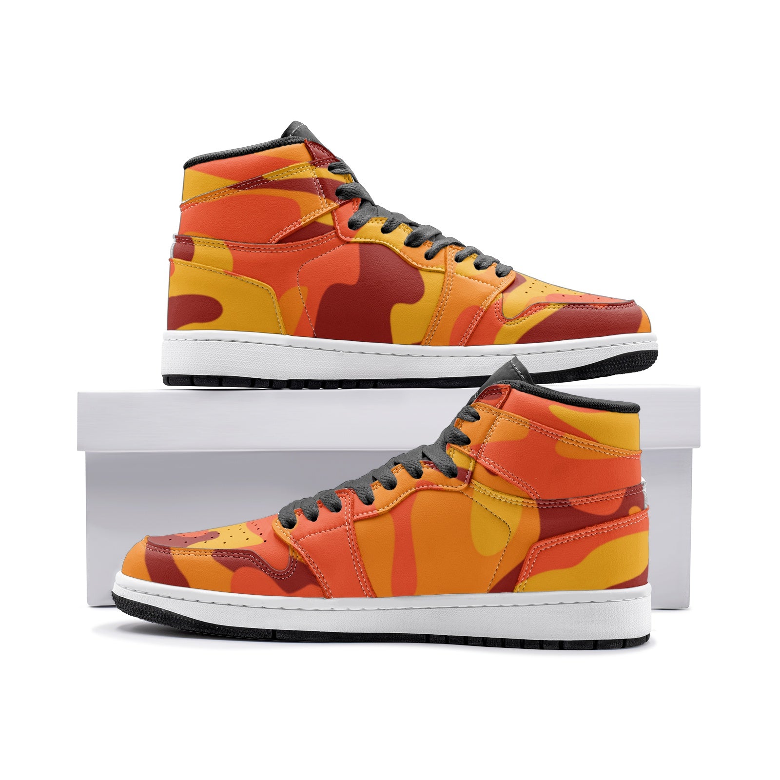 Camo Sneakers | High-Top | Orange & Red Camouflage