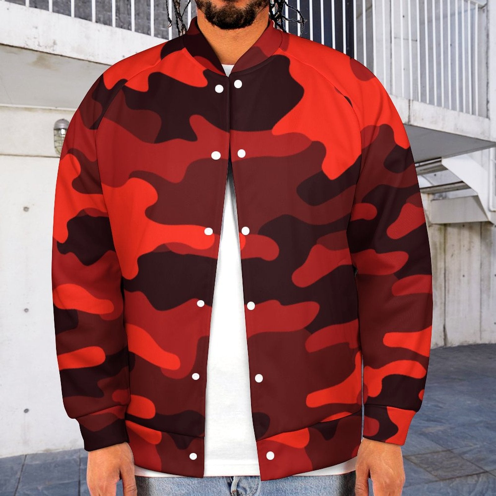 Men s Camo Jacket Scarlet Red Black Camouflage