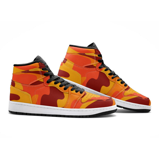 Camo Sneakers | High-Top | Orange & Red Camouflage