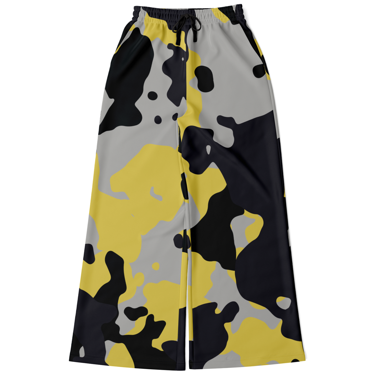 Camo Wide Leg Pants | Yellow, Black & Silver Camouflage