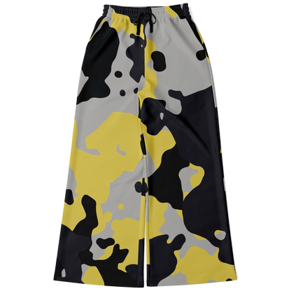 Camo Wide Leg Pants | Yellow, Black & Silver Camouflage