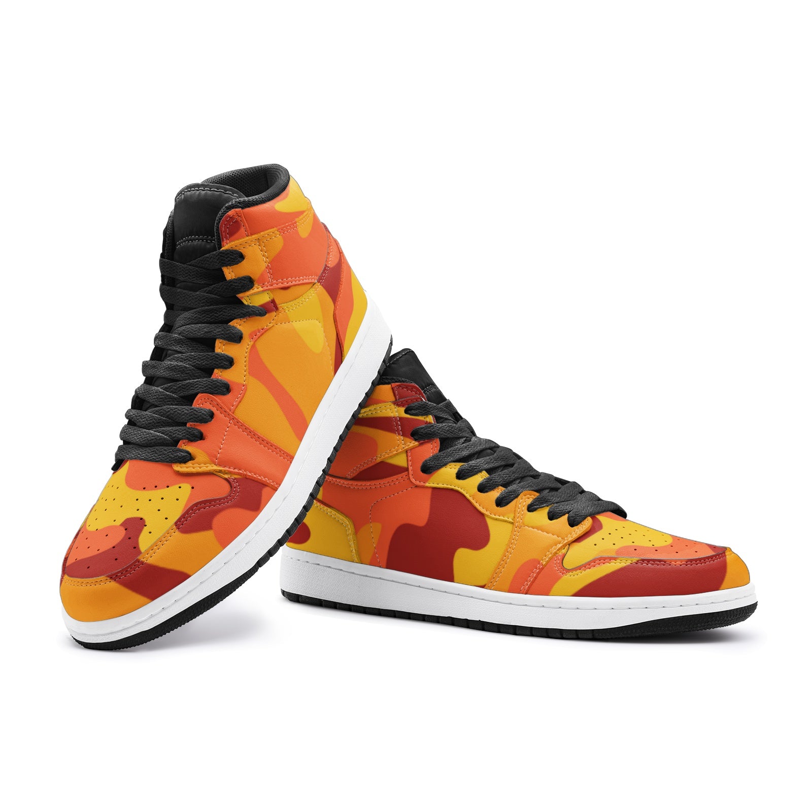 Camo Sneakers | High-Top | Orange & Red Camouflage