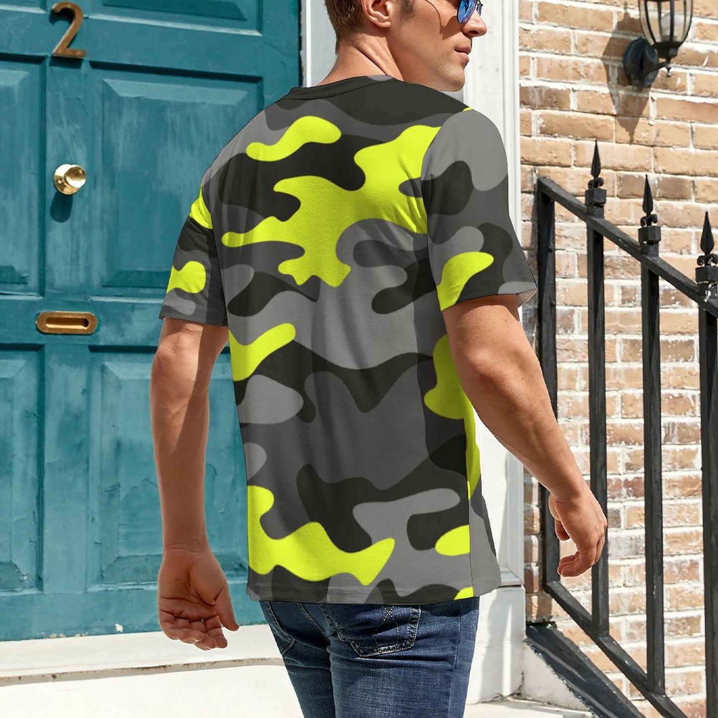 Camo Shirt | Black, Gray & Yellow Camouflage T