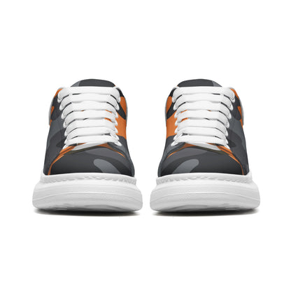 Oversized McQueen Sneakers | Orange, Black & Gray Camouflage