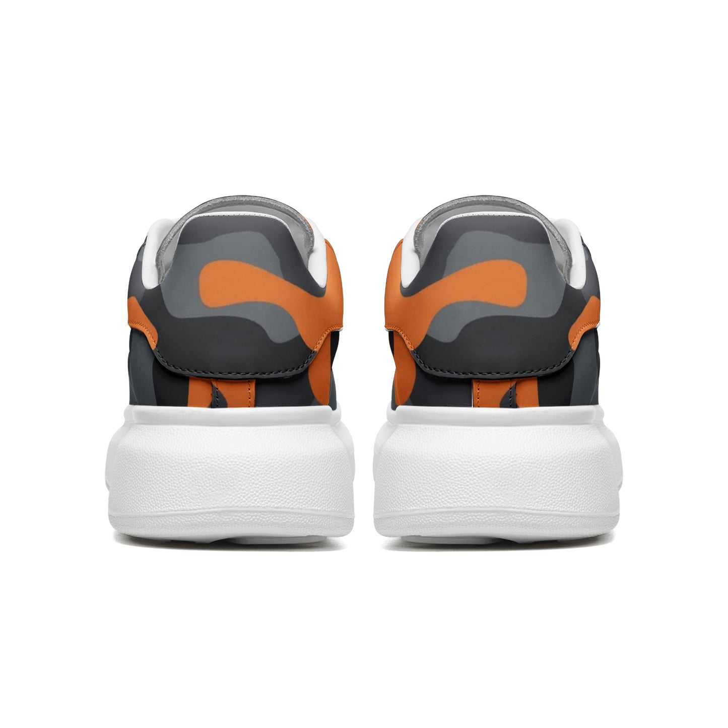 Oversized McQueen Sneakers | Orange, Black & Gray Camouflage