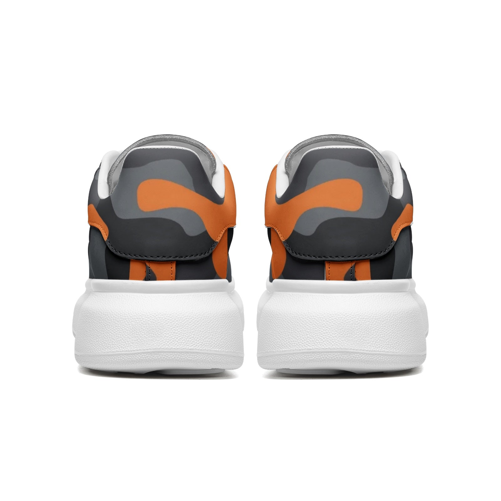 Oversized McQueen Sneakers | Orange, Black & Gray Camouflage