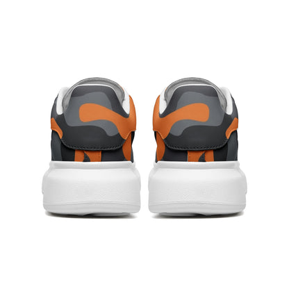 Oversized McQueen Sneakers | Orange, Black & Gray Camouflage