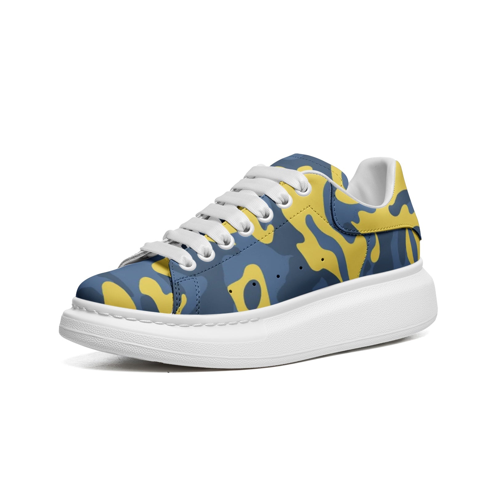 Oversized McQueen Sneakers | Blue and Yellow Camo