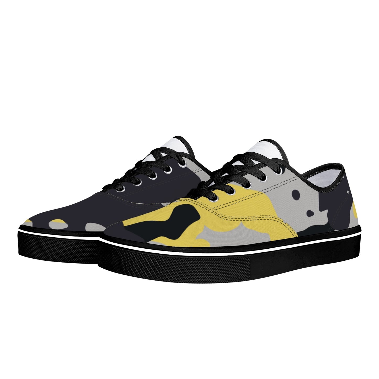 Camo Skate Shoes | Yellow, Black, and Silver Camouflage