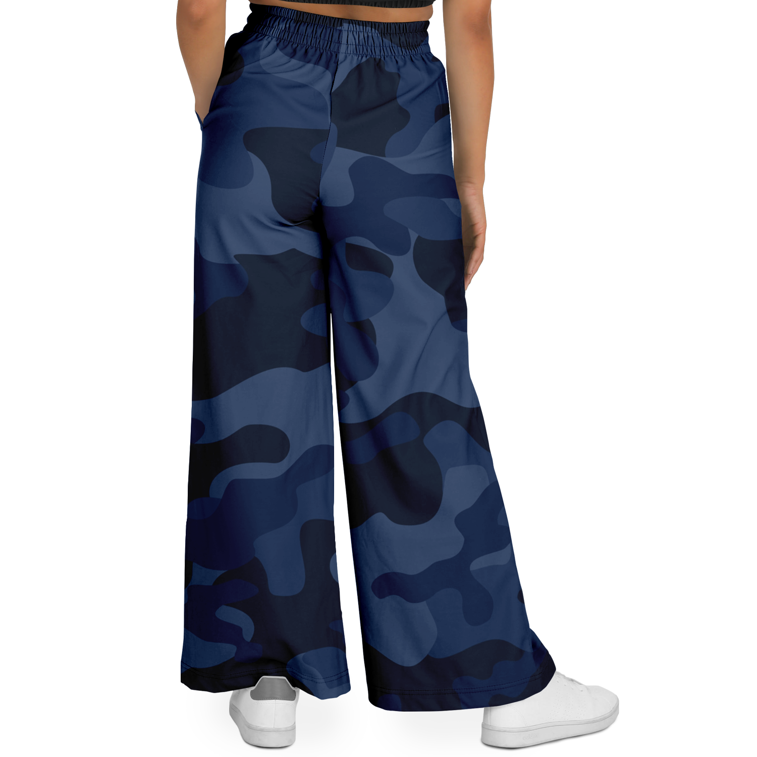 Camo Wide Leg Pants | Deep Blue Camouflage