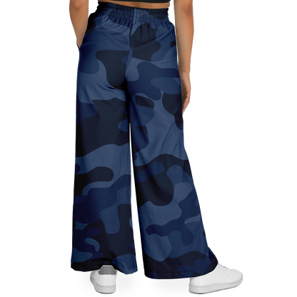 Camo Wide Leg Pants | Deep Blue Camouflage