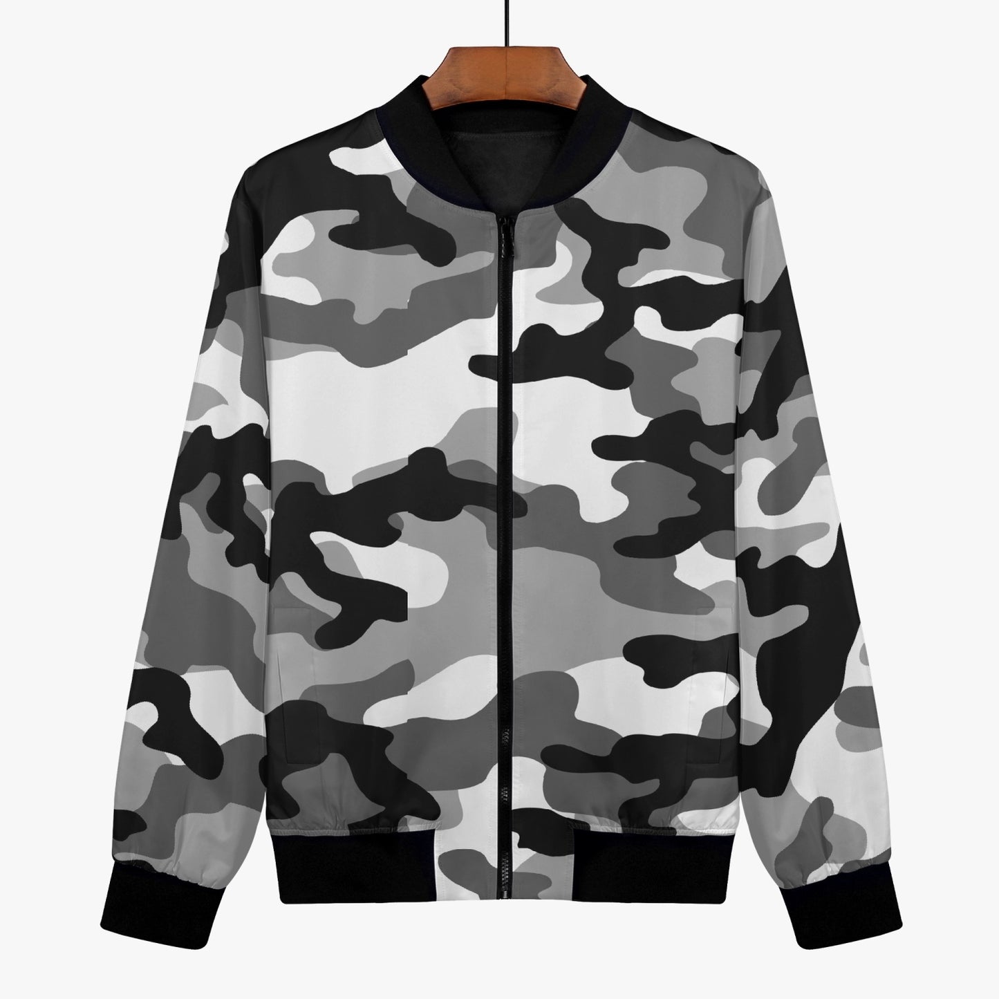 Women's Camo Bomber Jacket | Gray, Black and White