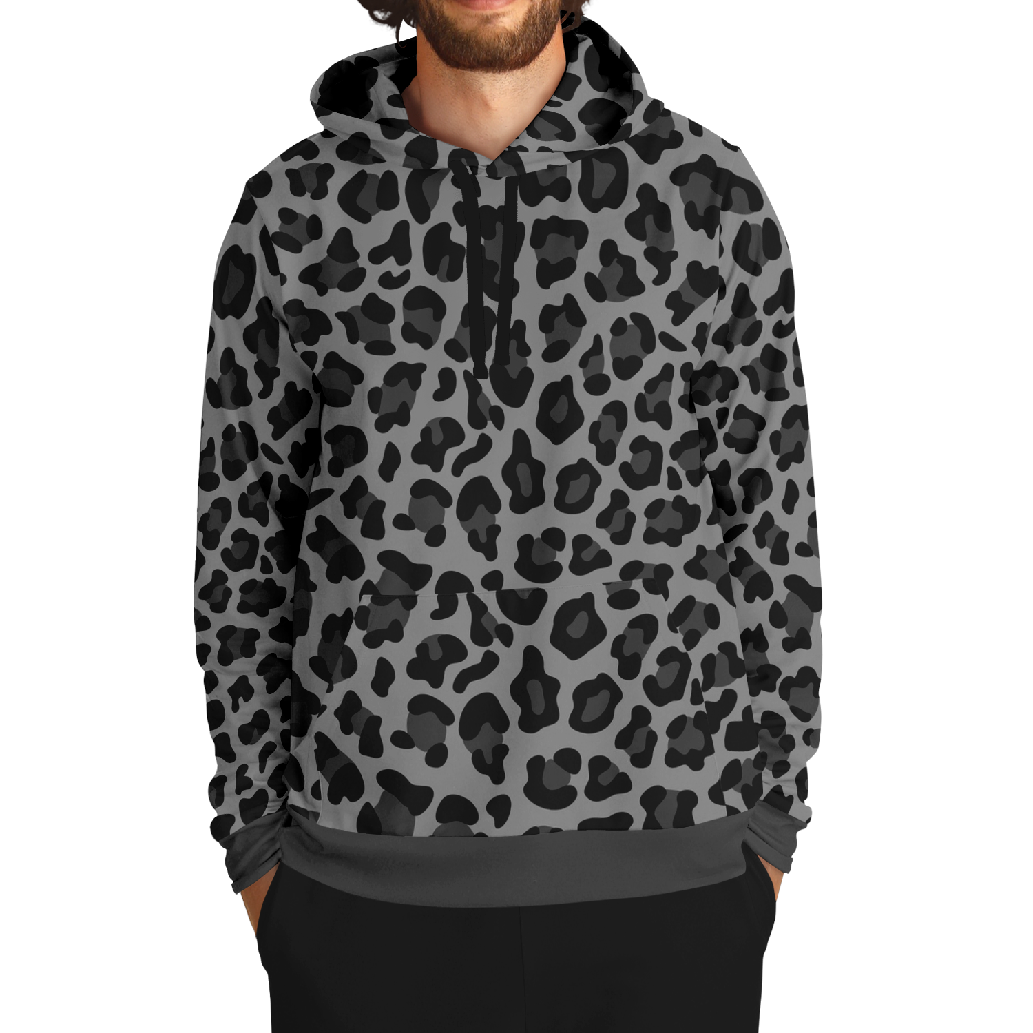 Leopard Hoodie | Black and Gray Pattern | Unisex