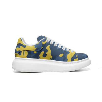 Oversized McQueen Sneakers | Blue and Yellow Camo