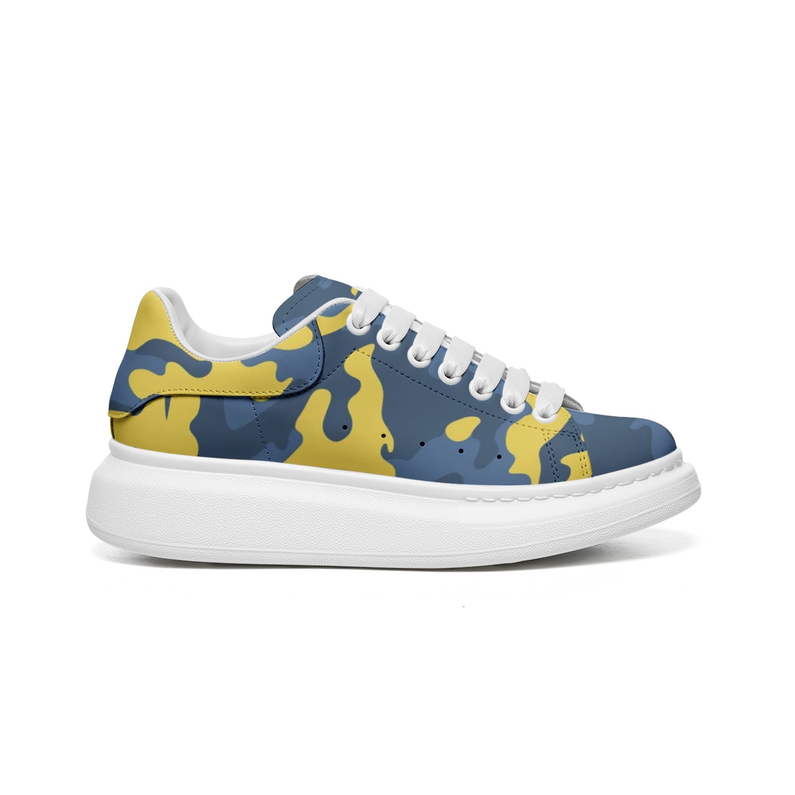 Oversized McQueen Sneakers | Blue and Yellow Camo