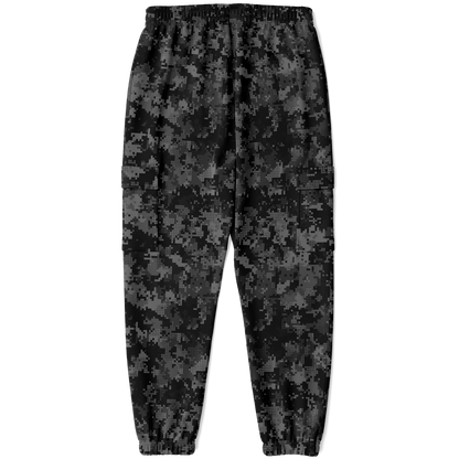 Black Camo Cargo Pants | Digital Monochrome Dark Gray