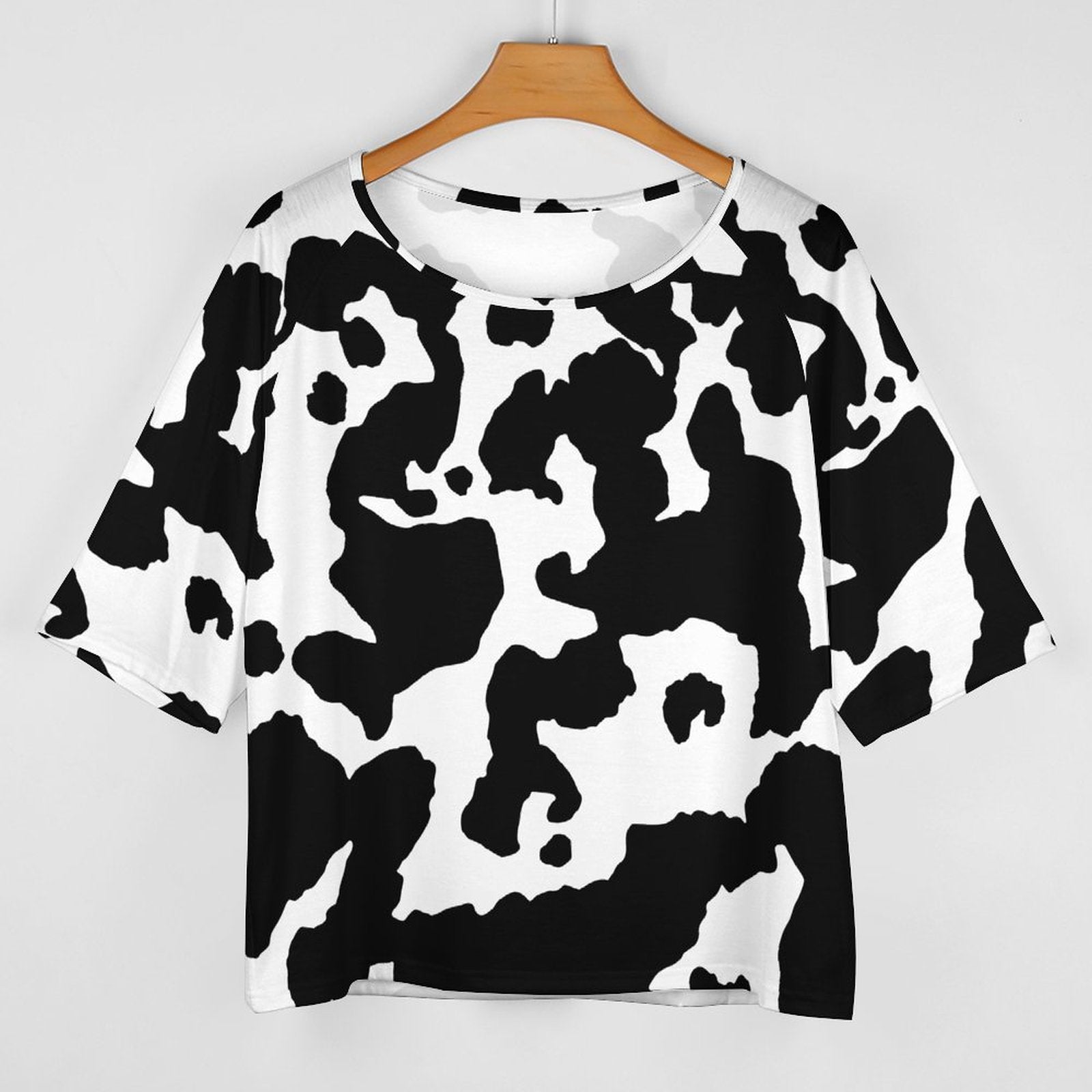 Off The Shoulder Top | Black & White Cow Camouflage