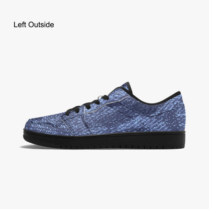 Camo Sneakers | Denim Blue Low-Top Leather Camouflage Shoes