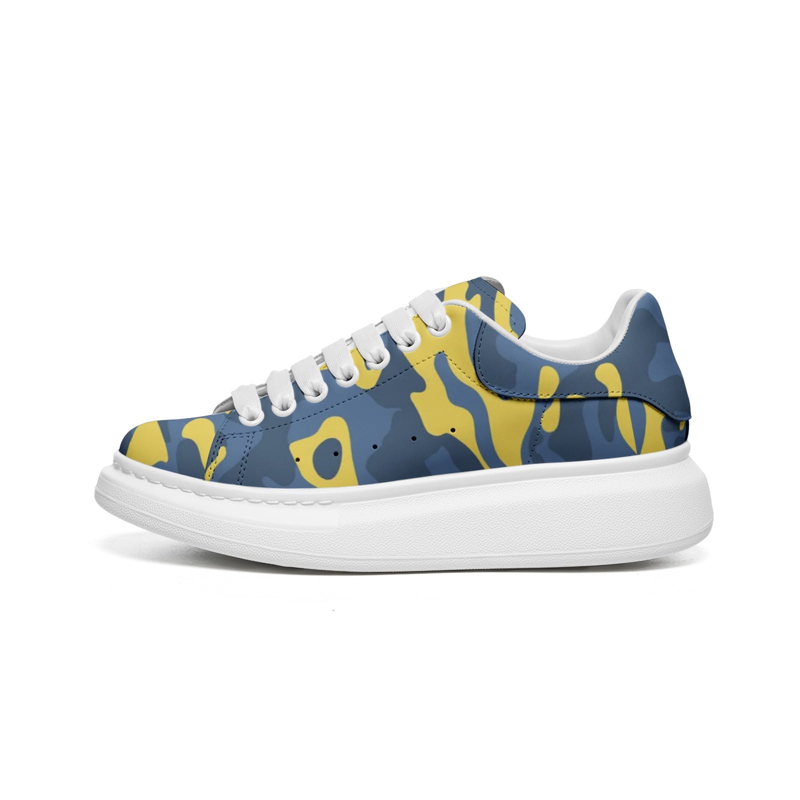 Oversized McQueen Sneakers | Blue and Yellow Camo