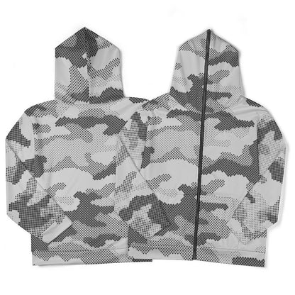 Zip up Camo Hoodie | Black & White Dotted Camouflage