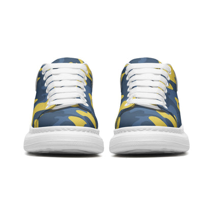 Oversized McQueen Sneakers | Blue and Yellow Camo