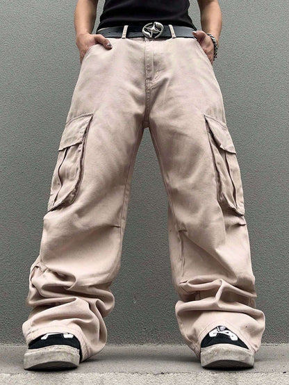 Men's Camo Cargo Jeans with Pockets | Beige