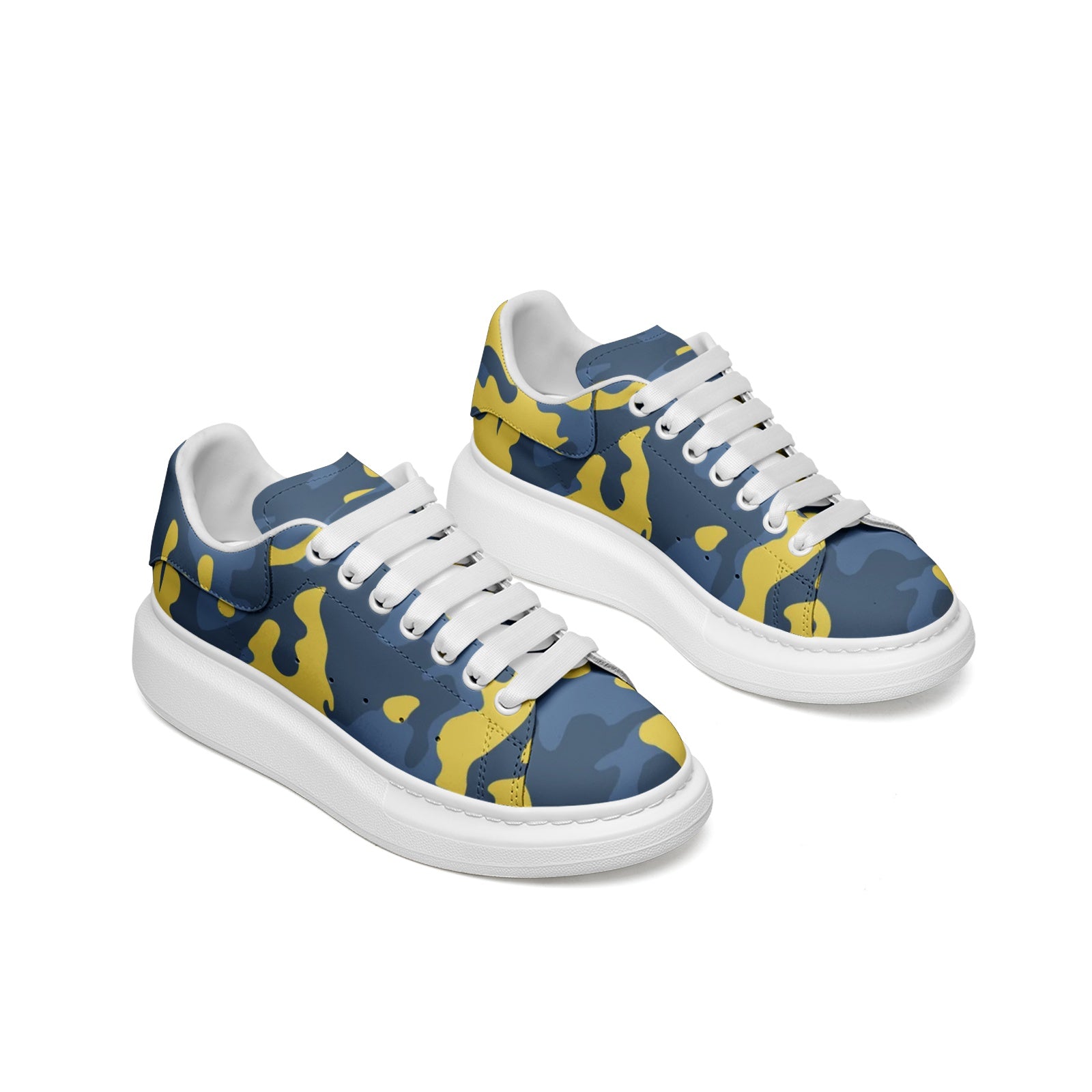 Oversized McQueen Sneakers | Blue and Yellow Camo