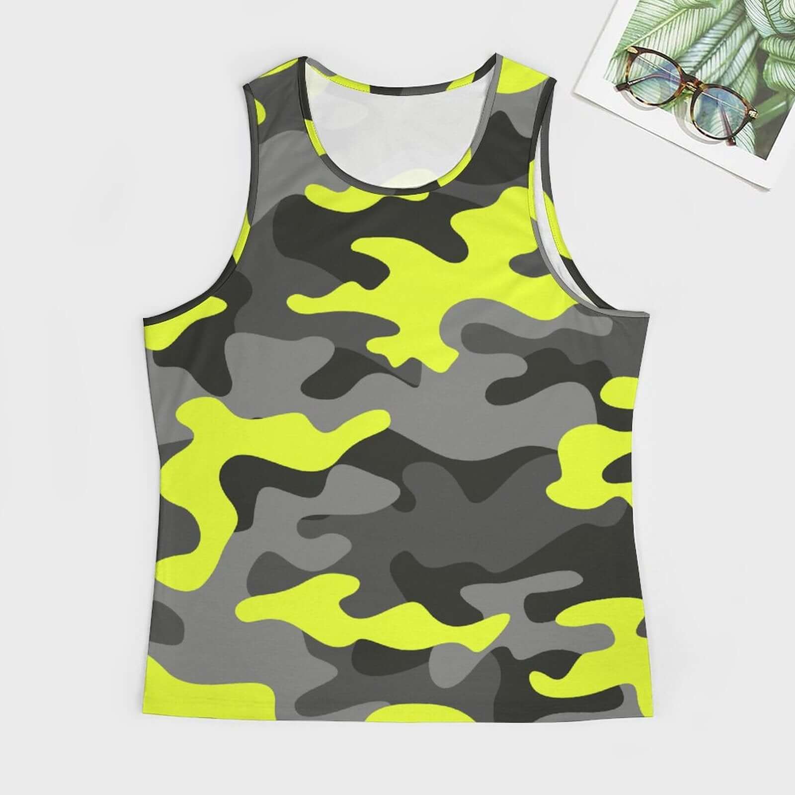 Camo Tank Top | Black, Gray & Yellow Camouflage