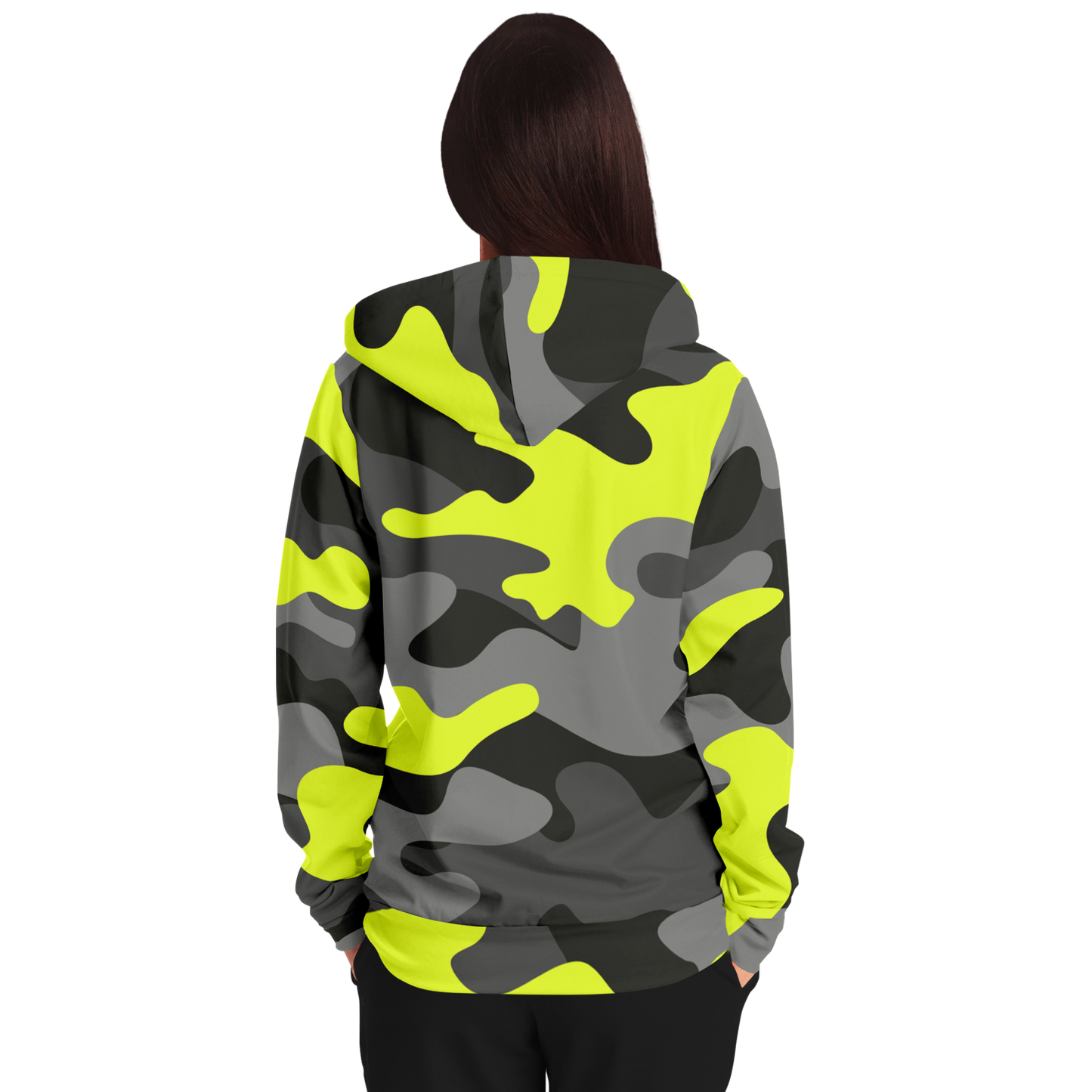 Zip-Up Hoodie | Yellow, Black, and Gray Camouflage