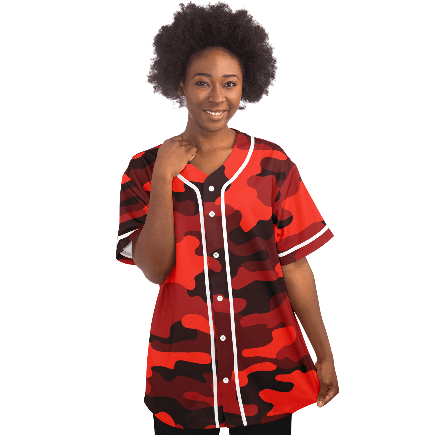 Camo Baseball Jersey | Scarlet Red & Black Camouflage