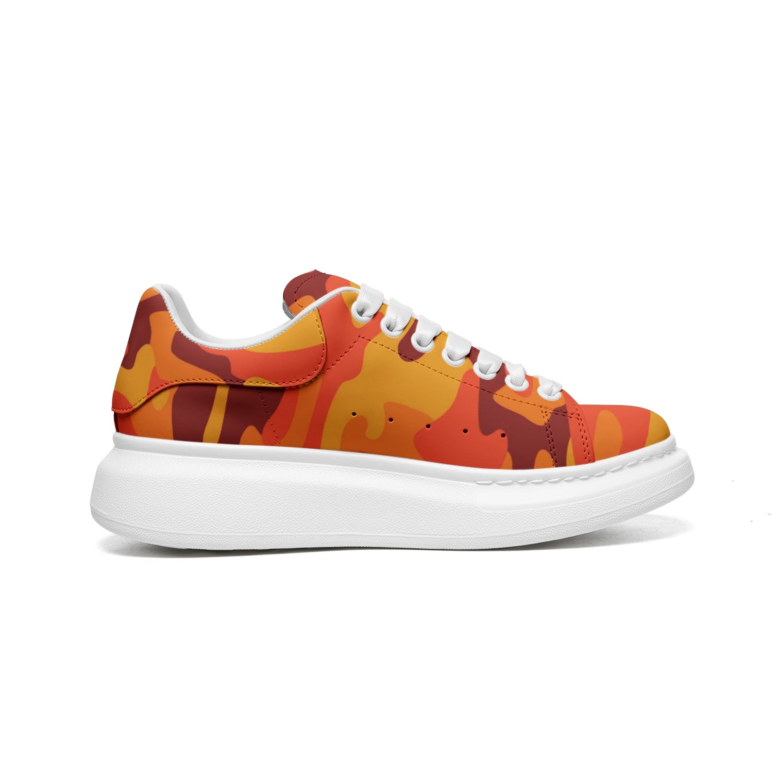 Oversized McQueen Sneakers | Orange & Red Camouflage