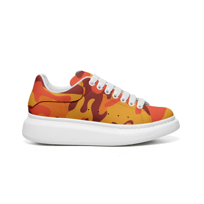 Oversized McQueen Sneakers | Orange & Red Camouflage