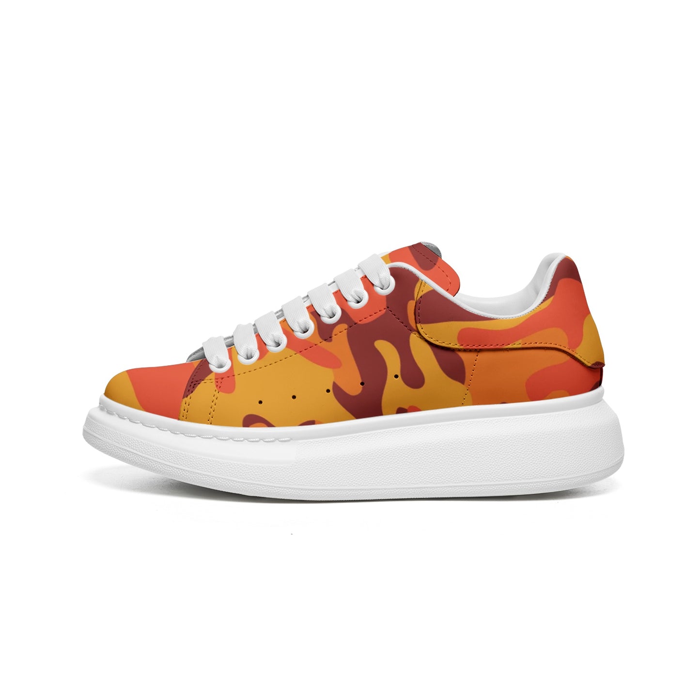 Oversized McQueen Sneakers | Orange & Red Camouflage