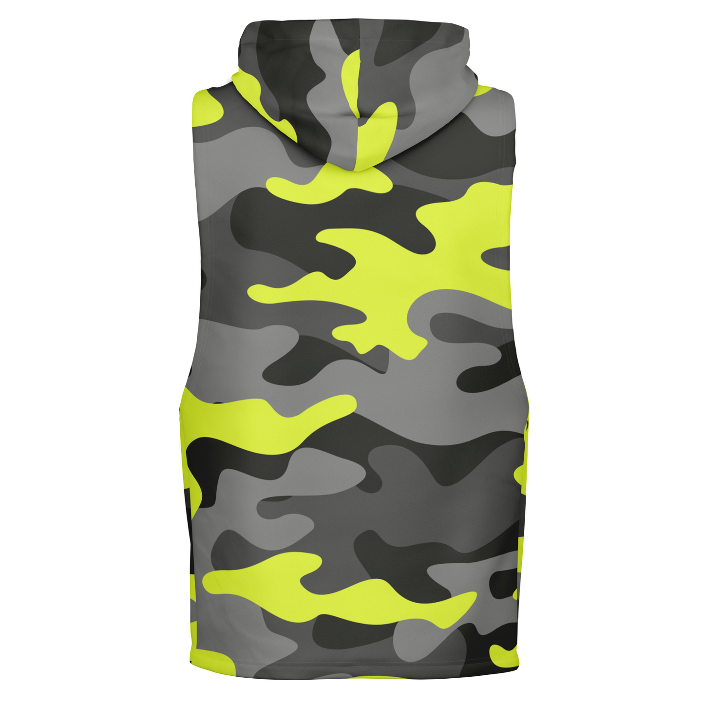 Sleeveless Hoodie | Black, Gray & Yellow Camouflage