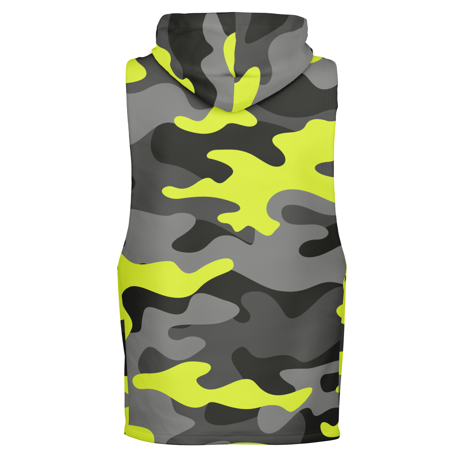 Sleeveless Hoodie | Black, Gray & Yellow Camouflage