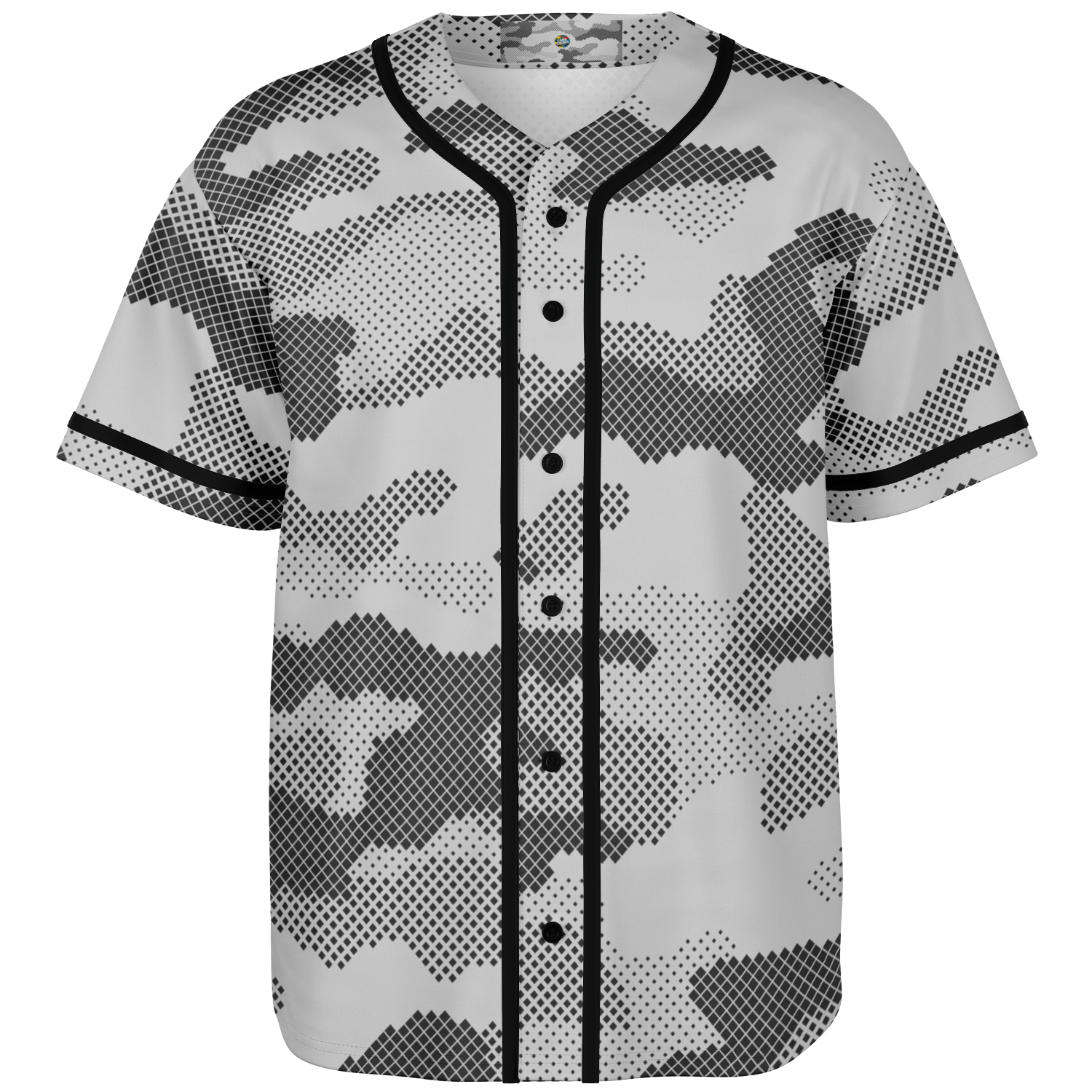 Camo Baseball Jersey | Black & White Digital Dotted