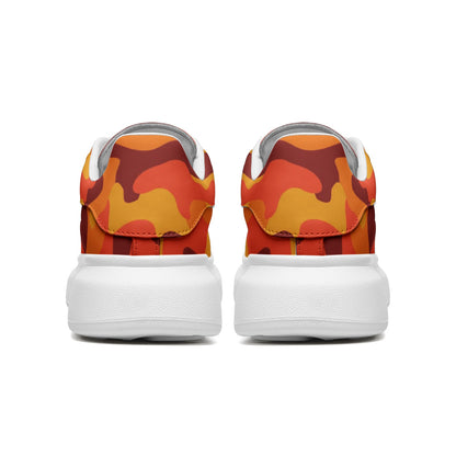 Oversized McQueen Sneakers | Orange & Red Camouflage