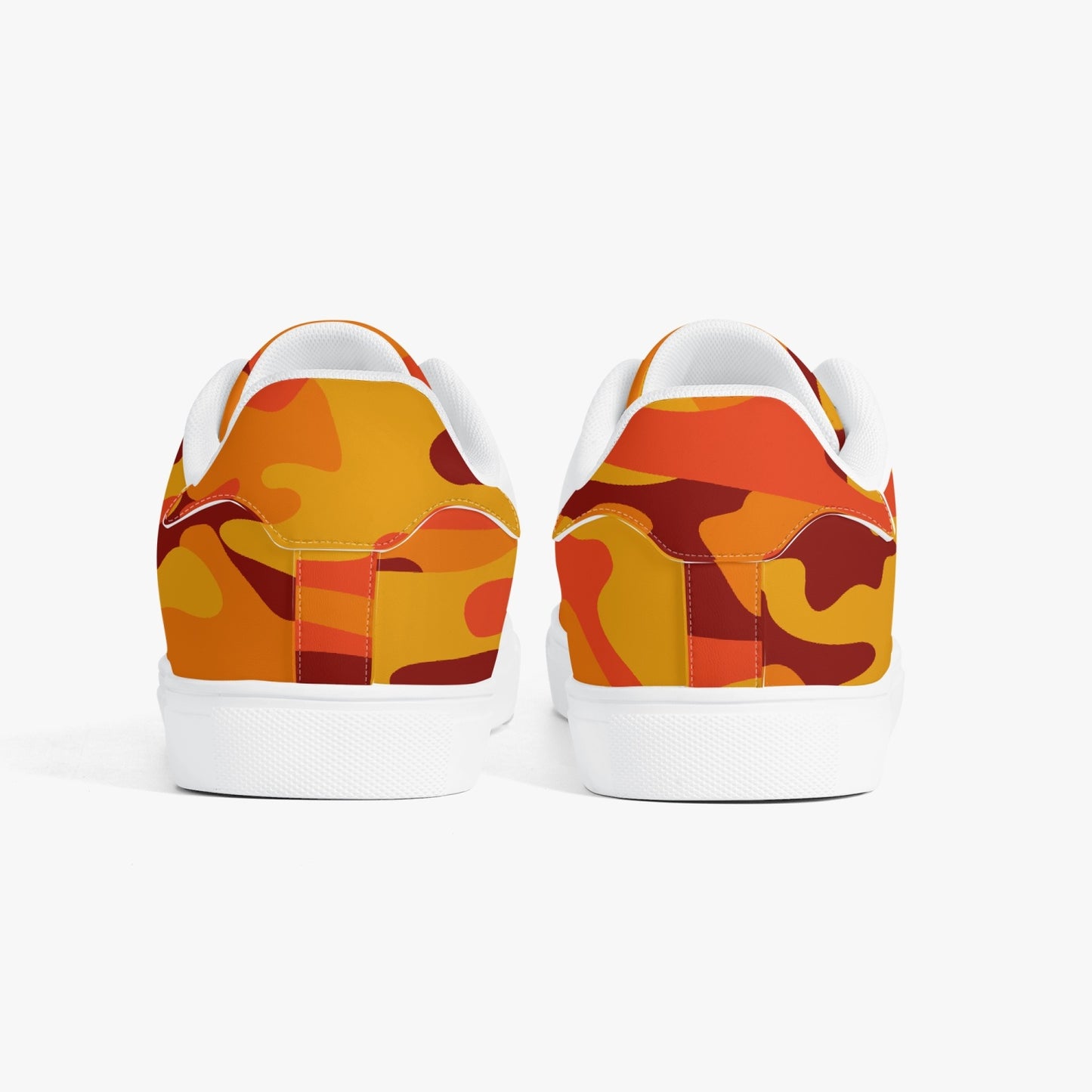 Camo Sneakers | Classic Low-Top Leather | Orange & Red