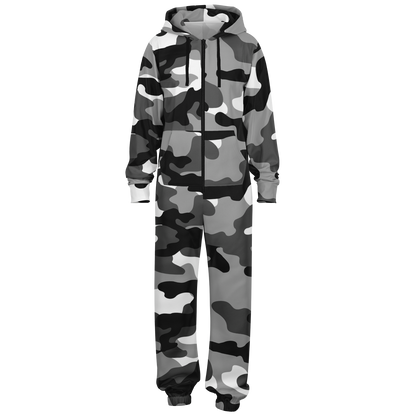 Camo Onesie | Gray, Black and White Camouflage