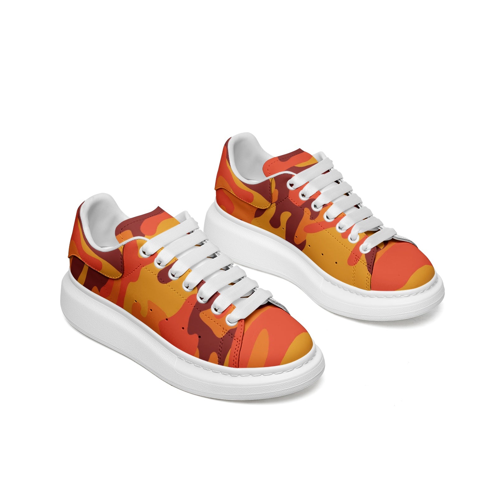 Oversized McQueen Sneakers | Orange & Red Camouflage