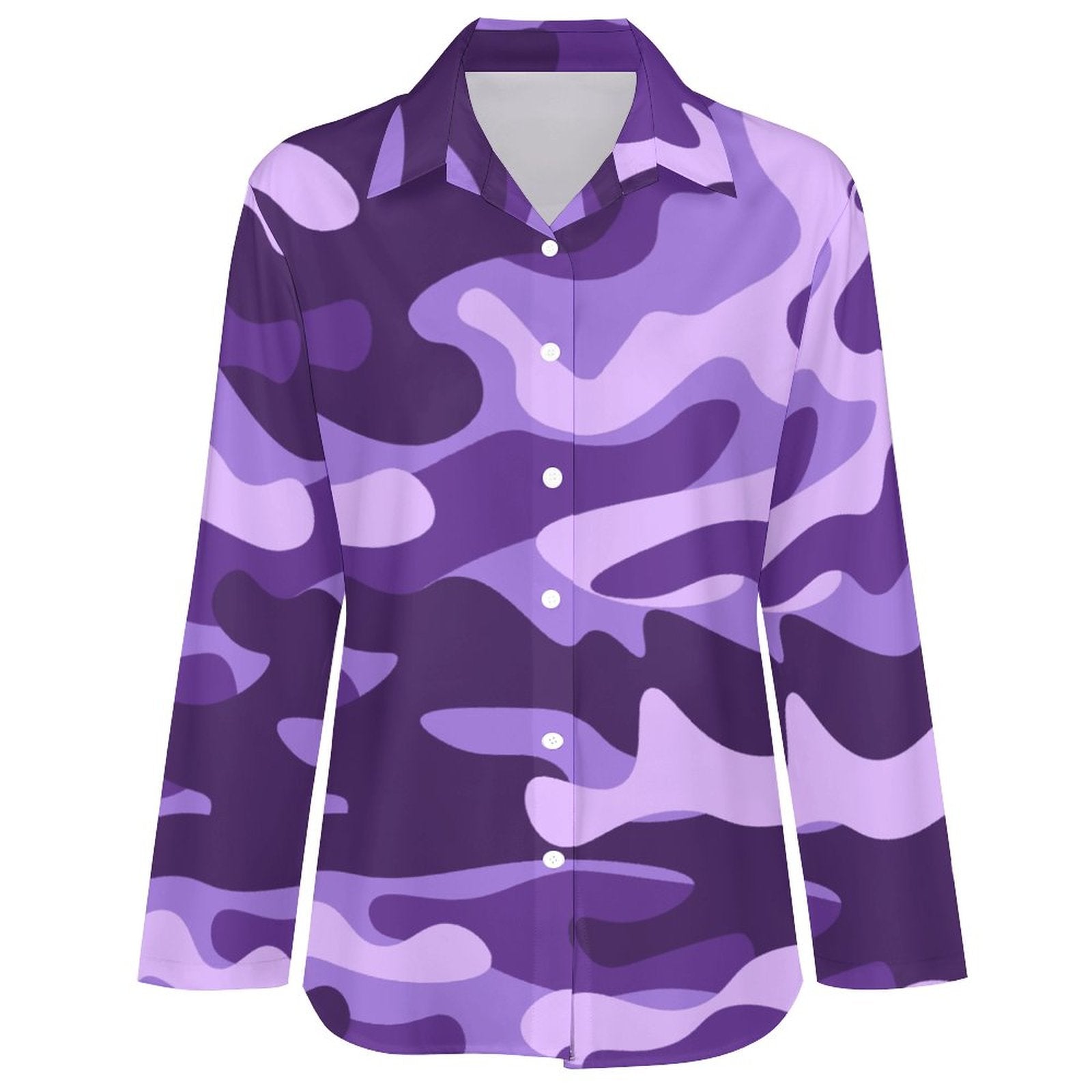 Women's Button-Up Camo Shirt | Purple, Blue & Mauve