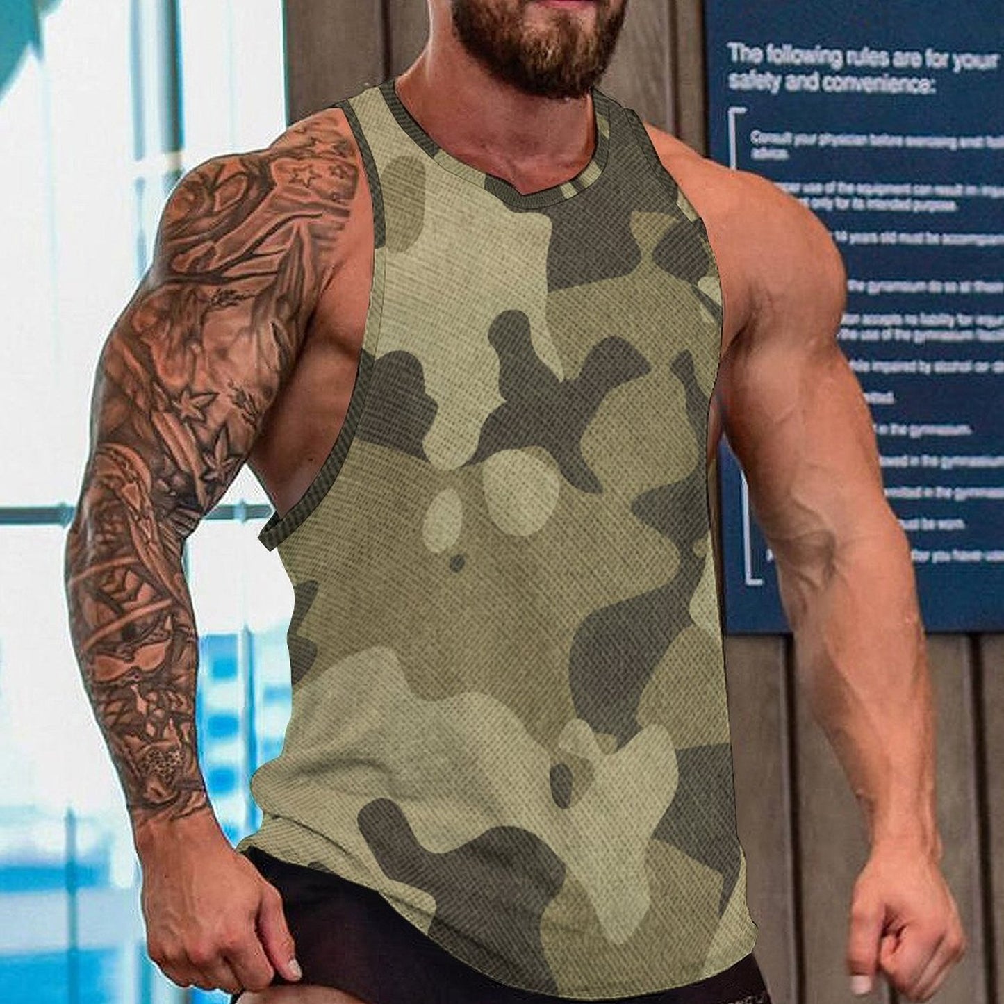 Camo Tank Top | Green Fabric Camouflage