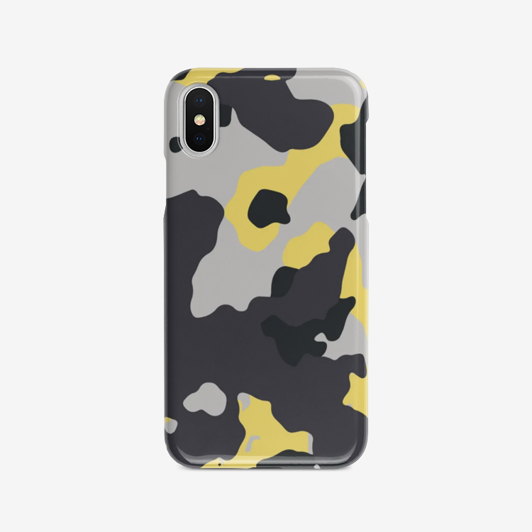 Camo Phone Case | iPhone | Yellow, Black & Silver Camouflage