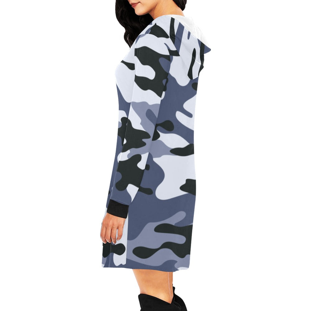 Camo Hoodie Dress | Light Blue Camouflage