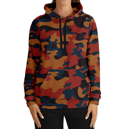 Camo Hoodie | Brown, Prussian Blue and Auburn Camouflage