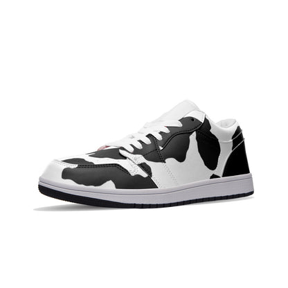 Camo Shoes | Black & White Low Top Leather Sneakers